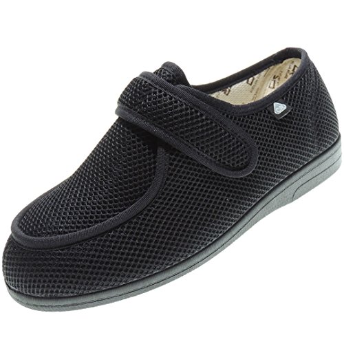 CELIARUIZ Wallaby-REJ Zapatilla Wallaby Rejilla Extra Ancho Especial Antibacteriana Sanitized Diabéticos Posoperatorio Velcro Hombre Mujer Unisex Negro Talla 44