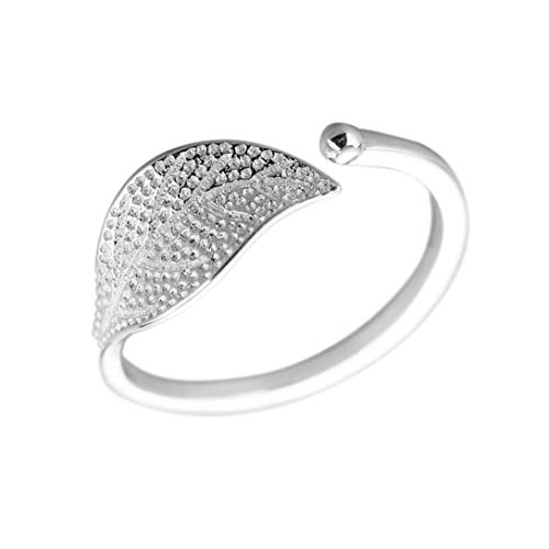 Chereda Anillo de plata de ley 925, delicado original, diseño de hojas, para mujer