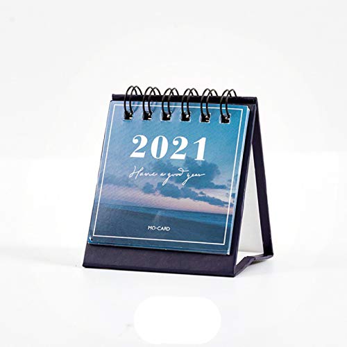 CLSMYLFB Calendario 2021 2 piezas azul 2021 Año Nuevo Mini calendarios creativos adornos de escritorio portátil para trabajo diario 60 x 60 mm