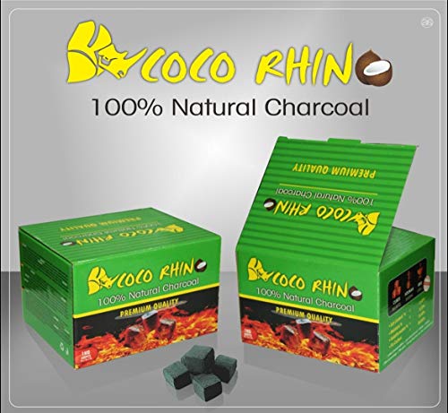 COCO RHINO 1 KG Carbón Natural de Coco Premium Cachimba y BBQ - Shisha y Barbacoas – Cubos de Carbón Barbacoa