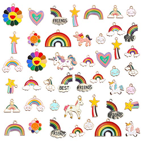 Colgante Unicornio Arcoíris, Comius Sharp 45 Piezas Colgantes Tibetanos del Encanto de Plata Retro al por Mayor Mezclados, Colgantes Mixtos DIY para Pendientes, Collares, Pulseras y Regalos de Boda