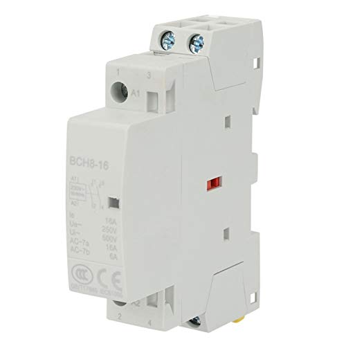 Contactor, Jarchii Contactor de CA, 2P 16A/6A 220V/230V 1NO 1NC 50/60HZ Sistema electromagnético de ahorro de energía práctico de bajo ruido Contactor de CA de riel DIN para aplicaciones doméstic