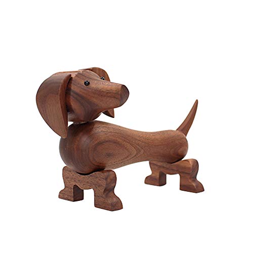 Cozyhoma Figura de perro de madera, figura de acción de perro salchicha de madera, figura de acción, para decoración de jardín, decoración del hogar, regalo