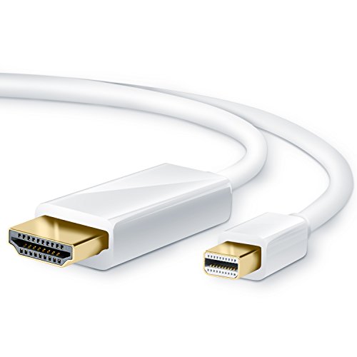 CSL - 1m Cable Full HD Mini Displayport a HDMI - De miniDP a HDMI - Full HD 1080p - Certificado - Contactos bañados en Oro de 24 CT - Compatible con PC Apple Mac MacBook Pro MacBook Air - Blanco