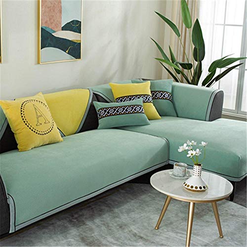 Cxypeng Funda Chaise Longue Acolchado,Cojín de sofá de Pana Espesa de Invierno,Toalla de Felpa para Sala de Estar-Green_110 * 240cm,Cubrir Sofa Sillon Protector Sofa