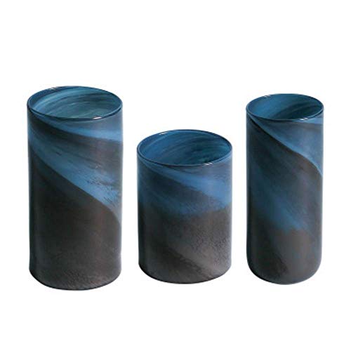 Daily Equipment Vase 4 Pcs Home Vases Optic Blue Color Flower Glass Vase Table Centerpieces Candle Holder Modern Decor for Dining Living Room Wedding Gift Vase Set (Color Size : Free)