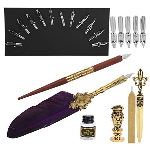 DAUERHAFT Kit de inmersión de Pluma de Dibujo, con abrecartas Dorado, Pluma,(SP248014R Purple)