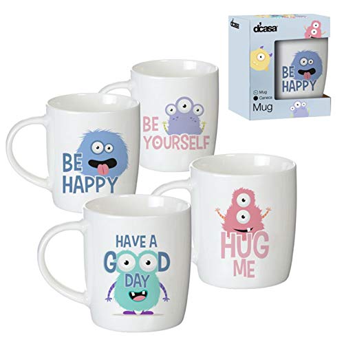 D'CASA Tazas MUG 350ML Monstruos - Mide 8,3X8,3X10 CM - 4 Surtidos -1 Unidad ALEATORIA