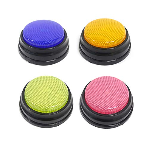 Decdeal Botón de Conversación Botones de Respuesta con Luz y Sonido Grabable con Recursos de Aprendizaje con Función Led Respuesta Zumbadores Naranja + Azul + Verde + Rosa