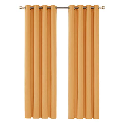 Deconovo Cortinas Opacas Térmicas Aislantes para Ventanas de Habiatción con Ollaos 2 Piezas 140x245cm Naranja