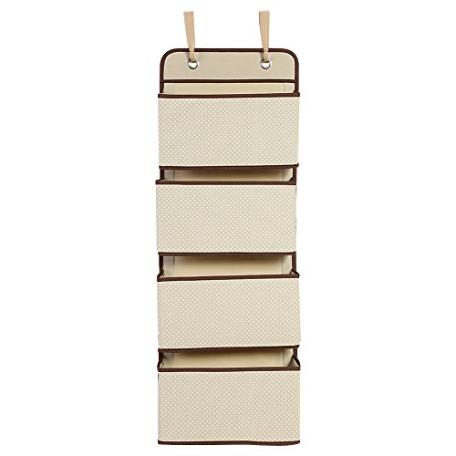 DERCLIVE 4 Tier Door Hanging Hook Organiser Shoes Storage Pockets Bag Wardrobe for Nursery, Wardrobe, Bedroom or Office