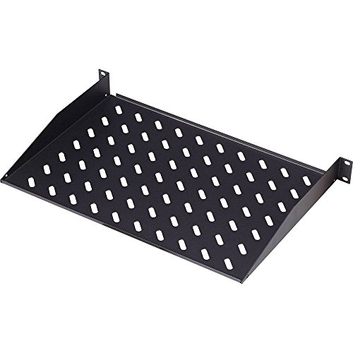 DIGITUS Professional - Estantería para fijación permanente a armarios de 483 mm (19") - DN-19 TRAY-1-400-SW - Adjunto en frente, carga 15 kg, desde 600 mm profundidad, 1 unidades de altura, color negro