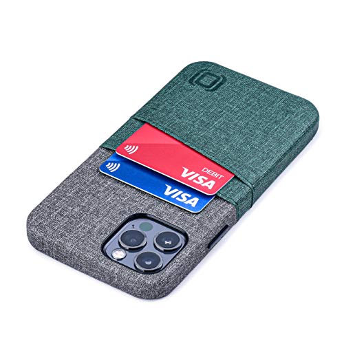 Dockem Luxe M2 Funda Cartera para iPhone 12 y iPhone 12 Pro: Funda Tarjetero Slim con Placa de Metal Integrada para Soporte Magnético: [Verde y Gris]