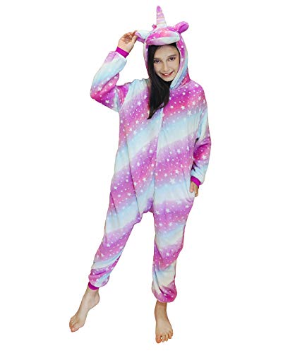 DRESHOW Unicornio Pijamas de un Pieza para Niños Niñas, Unicornio Pijama Ropa de Dormir Invierno de Cosplay Pyjamas Navidad Onsie Regalos para Chicos Chicas