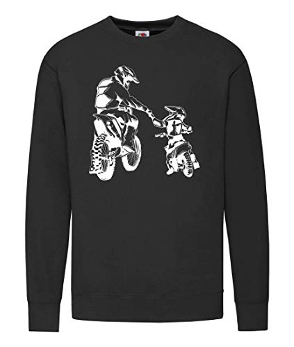 Druckerlebnis24 Sudadera para hombre y mujer de Motocross Pocket Bike Padre Sohn Negro L