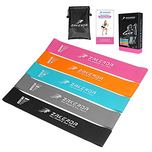 DXIA Bandas Elásticas Bandas de Resistencia Fitness, Set de 5 Cintas Elasticas Fitness, Cadera Antideslizante Banda de Fitness para Yoga, Pilates, Entrenamiento de culos y piernas