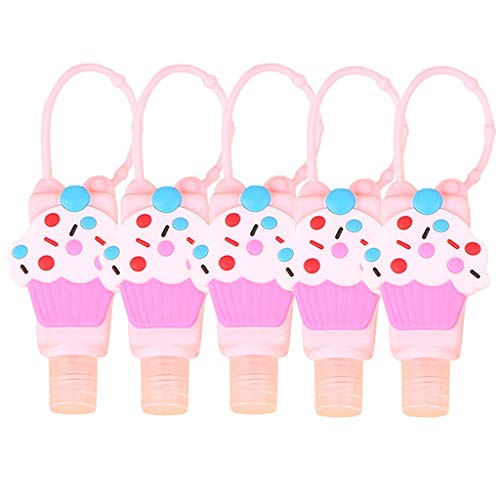 Eariy 5pcs Contenedor Desinfectante Niños,Botellas De Viaje para Desinfectante Manos,Botellas De Viaje Llavero,30ml Contenedor Desinfectante de Manos a Prueba de Fugas Rellenable Botellas