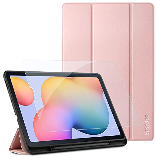 EasyAcc Funda Compatible con Samsung Galaxy Tab S6 Lite 10.4 + Protector de Pantalla, Ultradelgada Carcasa Compatible con Galaxy Tab S6 Lite 10.4 Pulgadas 2020 Tableta, Rosado