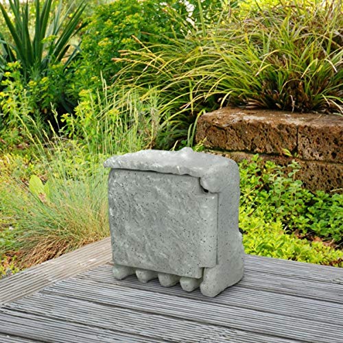 ECD Germany Regleta enchufes para jardín de Piedra - 4-tomas - Gris oscuro - accesorios de montaje 220-240 V - 3680 W de potencia total - Resistente a la lluvia y al frío - puerta de cierre magnética