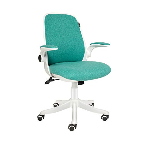 ELECWISH Silla de Oficina con Reposabrazos Abatible, Silla Ergonómica para Computadora con Soporte Lumbar Ajustable, Silla de Escritorio de Diseño Compacto, Rotación de 360 °, Verde