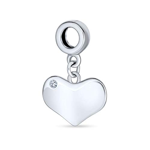 Engravable cristal corazón encanto cuenta para las mujeres adolescentes 925 plata de ley pulsera europea abril mes de nacimiento