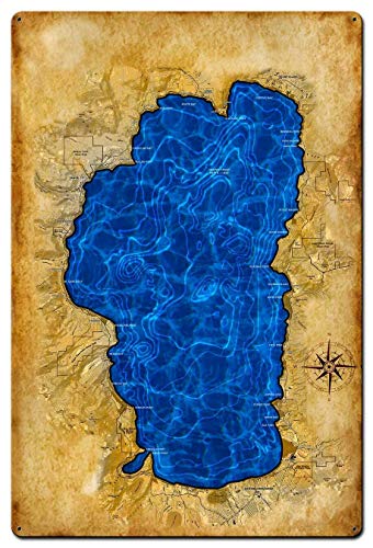 EpochSign - Cartel de Metal con diseño de Mapa de Lake Tahoe de Metal de Aluminio, 20 x 30 cm