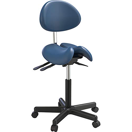 Ergonómico Taburete de Sillín Silla,Ajustable Taburete Del Asiento Del Sillín con Respaldo,PU Cuero Silla Computadora,Silla de Oficina Silla de Escritorio-Patas De Nylon 40x38x54-72cm(16x15x21-28inch)