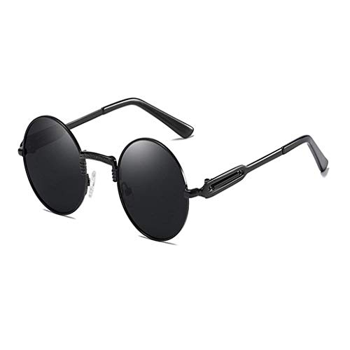 Espejo Redondo Gafas De Sol Polarizado Metal Negro Sombra Gafas Lente Altura 49 Mm Ancho De La Lente 49 Mm