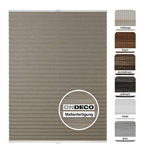 Estor plisado a medida para todas las ventanas de bambú, montaje de cristal, opaco, con tensores, protección solar, color beige, bambú, ancho: 71-80 cm, alto: 40-100 cm