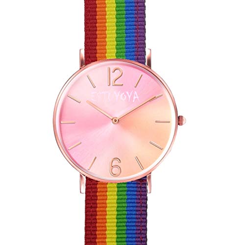 Estuyoya - Pulsera de Nailon para Reloj de Correa de 22mm Compatible con Casio, Diesel, Lotus, Samsung, Huawei Colores Orgullo Gay LGBT, Ajustable Transpirable Deportiva Casual Elegante