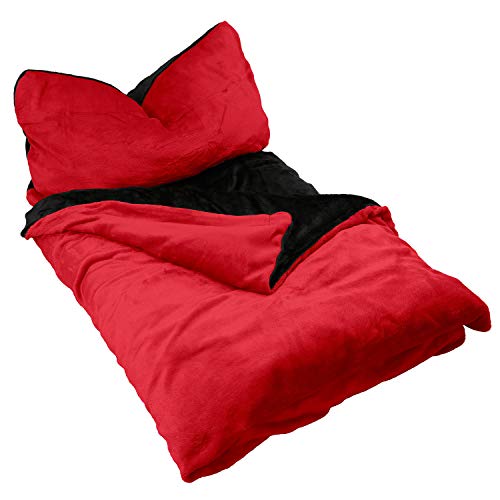 EXKLUSIV HEIMTEXTIL Ropa de cama de invierno reversible de 2 piezas, tacto cachemir, con cremallera, 155 x 220 cm + 80 x 80 cm, rojo/negro