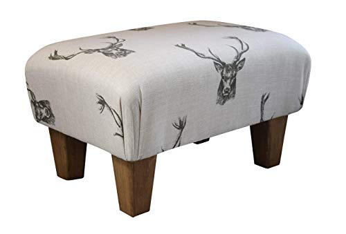 Fabulous Footstools Reposapiés de madera dura con diseño de ciervo, patas rectas enceradas, hecho a mano en Derbyshire, Reino Unido