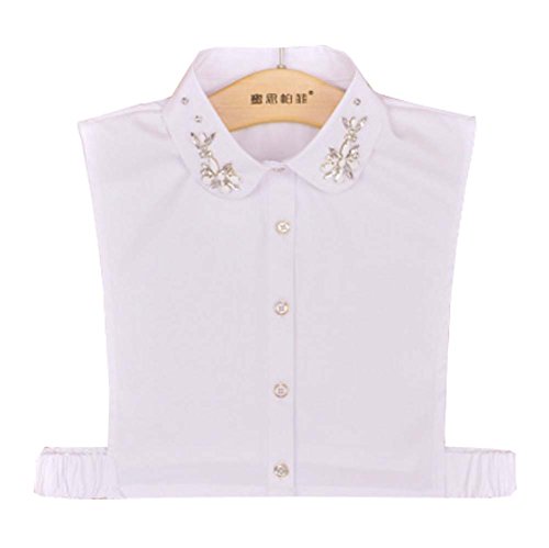 Fake Collar Desmontable Blusa Media Camisa de Mujer Blanco Elegante, A2