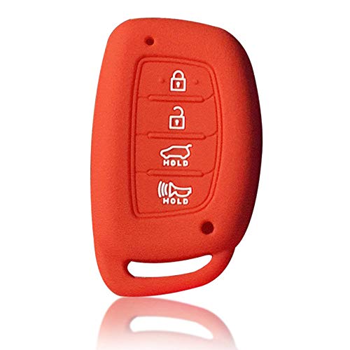 FMXKSW Funda de Silicona para Llave de Coche para Hyundai Kona Solaris I40 Tucson Ix35 I45 Accent Santa Fe Elantra Llavero Accesorios para Llavero, Rojo