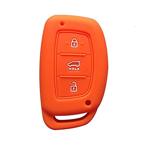 FMXKSW Funda para Llave Solaris para Hyundai, Funda de Silicona para Llave de Coche para Hyundai Tucson Solaris Elantra Sonata Mistra Funda Llave Tucson 2019, Llave, Naranja