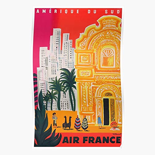France Airline America Tourism Llama Vintage Affiche Travel South Air Home Decor Wall Art Print Poster !
