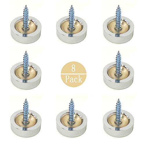 FUJIE 8 Set Tornillos de Espejo Embellecedor Tornillo Cubiertas de Tornillo Decorativas Clavos de Espejo (22mm, Plata)