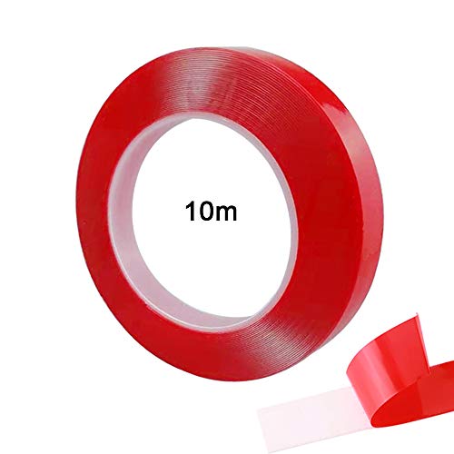 FULARR® 10M X 20MM Premium Transparente Acrílica Espuma Montaje Cinta, Ultra Fuerte Doble Cara Adhesiva Cinta Rollo, Impermeable & Resistente Calor, para Interiores y Exteriores (Espesor 0.5mm)