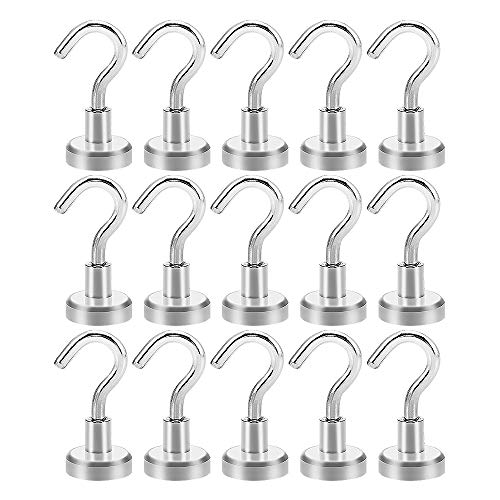 Gancho magnético ,15 PCS Súper potencia de succión Imanes de neodimio fuertes Magnéticos para puertas, armarios, techos, accesorios, accesorios industriales