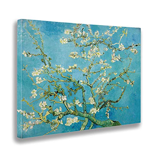 Giallobus - Cuadro - Vincent Van Gogh - Flores de Almendra - Estampado en Lienzo - Listo para Colgar - Varios tamaños 50x70 cm