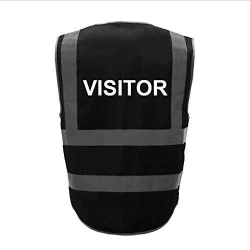 Gogo Chaleco de Seguridad Visitor 9 Bolsillos Chaleco de Seguridad de Alta Visibilidad con Tiras Reflectantes Black-L