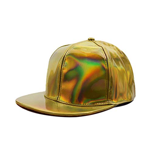 Gorra de Beisbol Snapback Nuevo Four Seasons Universal PU Color Sólido Versión Ligera De Hip Hop Cap Láser Gorra De Béisbol Sombrilla Impermeable PU Gorra De Béisbol Esti