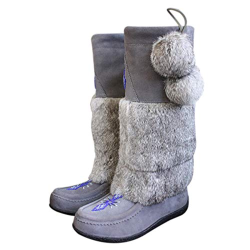 Goutui Women's Retro Fashion Plush Ball Warm Handmade Snow Boots Flat Shoes