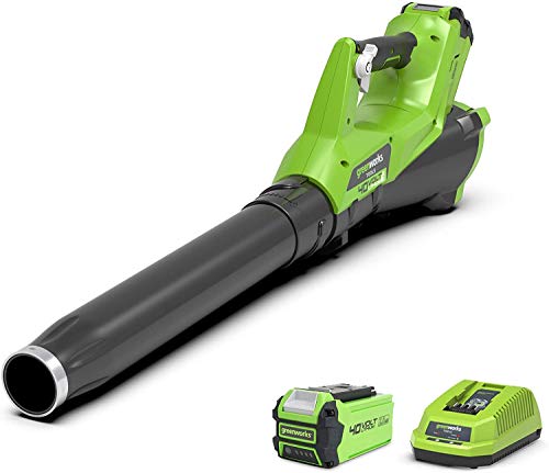 Greenworks 40V Soplador axial de hojas alimentado por batería G40AB (Li-Ion 40V 177 km/h potente soplador axial de aire con control electrónico de velocidad incluye batería y cargador de 2,5 Ah)