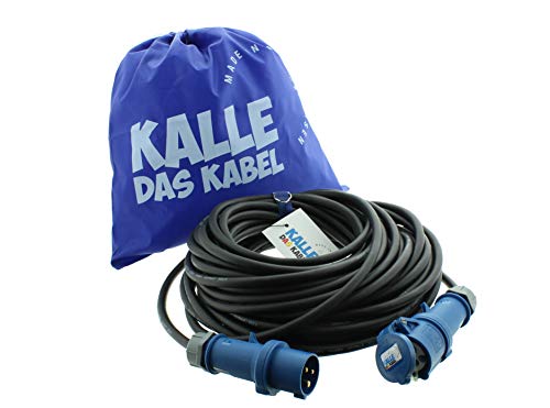 H07RN-F 3G - Alargador de cable CEE (goma, 2,5 mm², 25 m, 16 A, 230 V, IP44, conector macho, cable de corriente para campings y caravanas, para interiores y exteriores), color azul