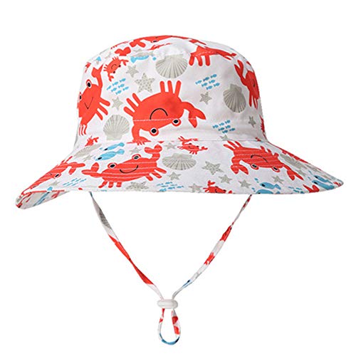 Happy Cherry - Sombrero Infantil de Verano Protección de Sol Gorro de Pescador con ala Estampado Cartoon Lindo para Bebés Niños Niñas - Cangrejo - 48 CM/6-24 Meses