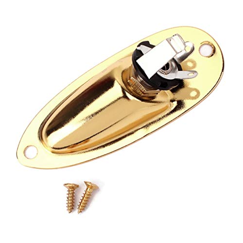 Healifty clavija de enchufe para guitarra de barco placa de enchufe férula jack 1/4 pulgada 6.35mm - dorado