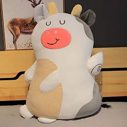 Heguowei 90cm Animal de Dibujos Animados a Rayas Ultra Suave Conejito de Dinosaurio Super Dulce Leche Vaca Cerdo Animal de Peluche Almohada para niños 50-90cm Vaca lechera 90cm