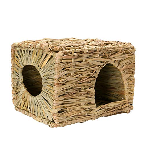 Hihey Animal pequeño Animal Casitas de Campo para Mascotas Cuevas Casa Jaulas Cama de Hierba Ratas Tejido a Mano Jaula Plegable Cama de Animal pequeño Hamster