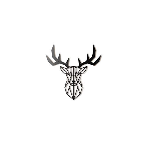 Hoagard Deer Head XL Metal Wall Art - Decoración geométrica para Pared - Ciervo XL - Metal - 75 x 80 cm